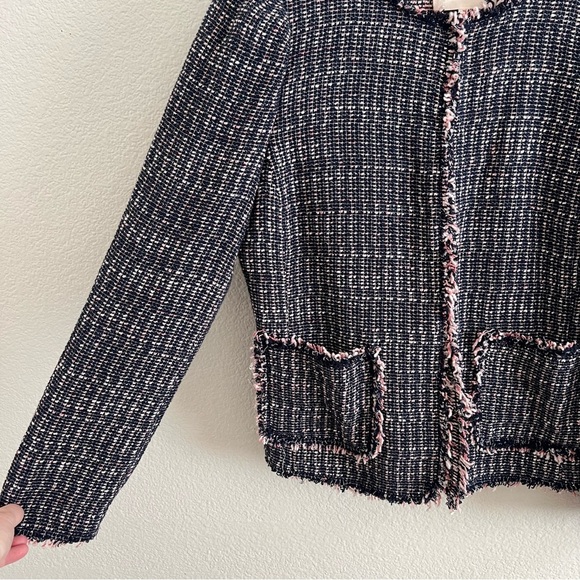 Rebecca Taylor Navy and Pink Tweed Jacket Size 10 - Picture 2 of 11
